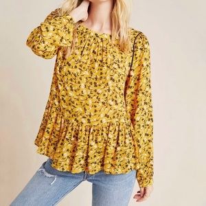 NWT Anthropologie Maeve Yellow Floral Blouse Size XS